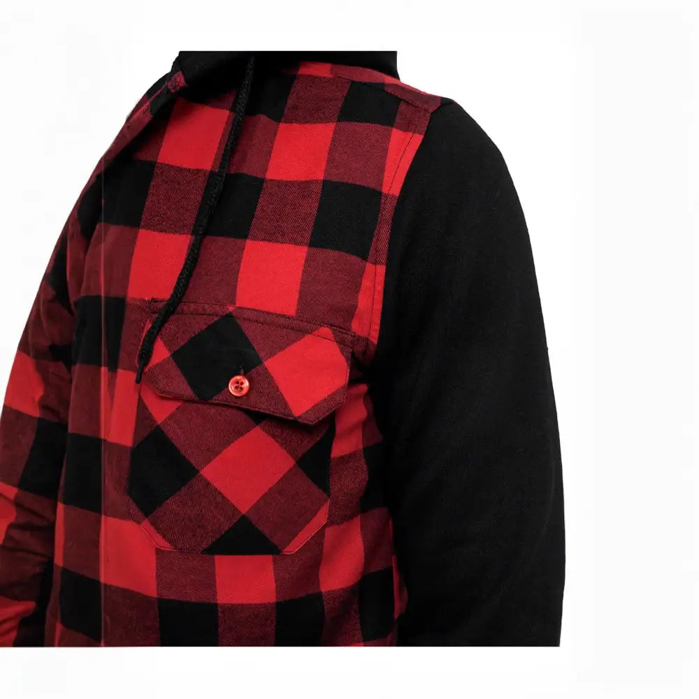 Hooded Checked Flanell Sweat Sleeve Shirt Hoodie - Urban Classics